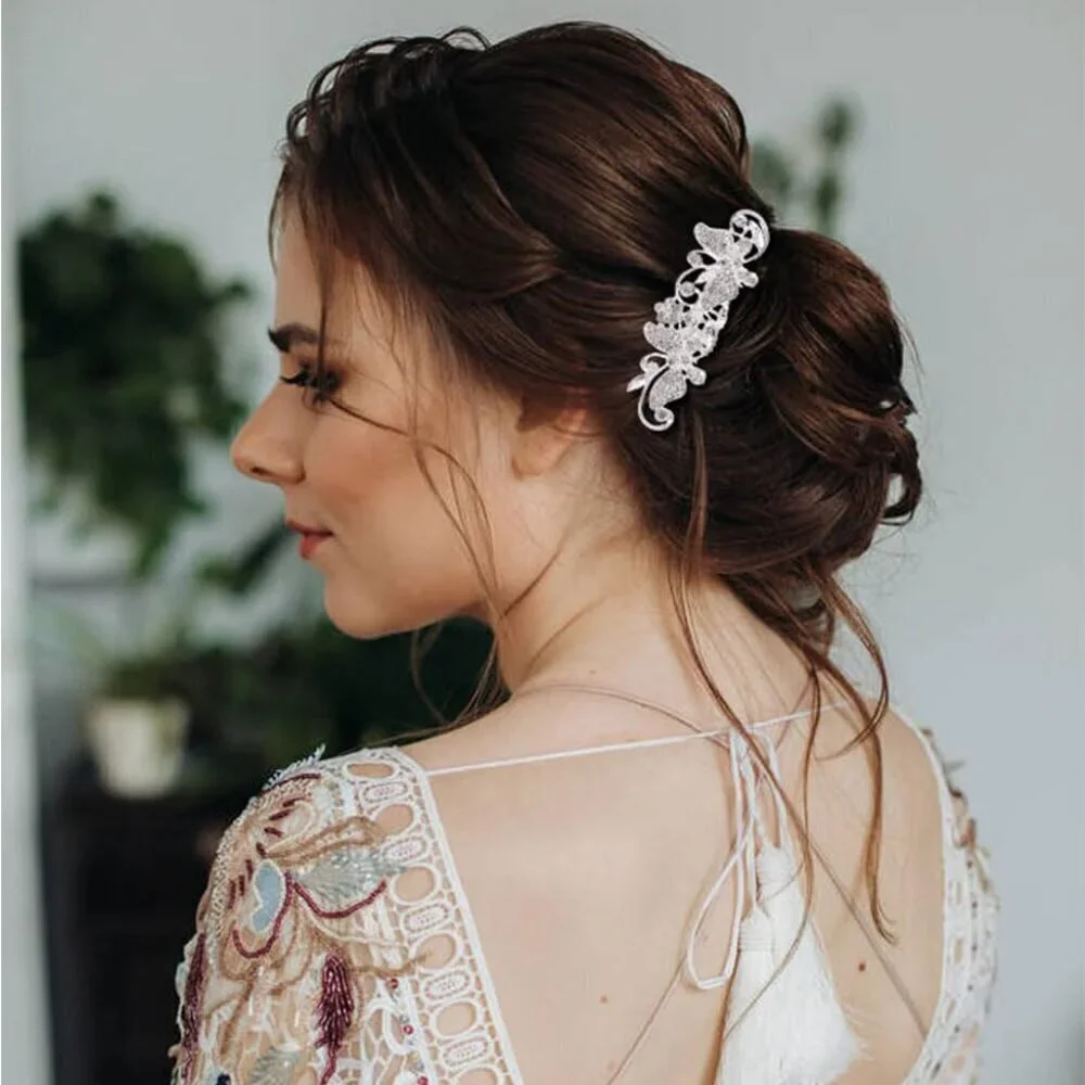40 Pack Shinning Silver Rhinestone Butterfly Leaf Flower Bridal Hair Side Combs+